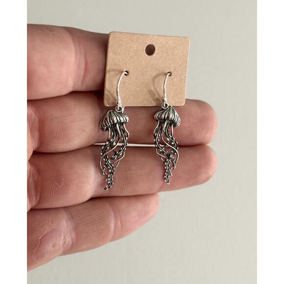 Sterling Silver Jellyfish Drop Earrings - Picture 2 of 5